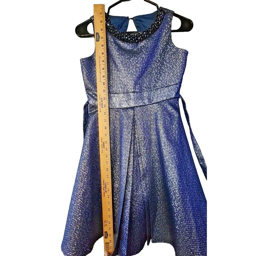 Rare Editions Girls Dress size 14 blue silver sparkly material unique stunning‎